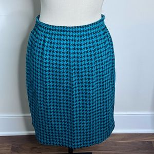 Vintage Blue Green Houndstooth Skirt